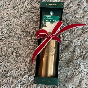 Starbucks gold hot cocoa tumbler new